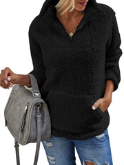 Casual Fuzzy Stand Collar Pullover Sweatshirt