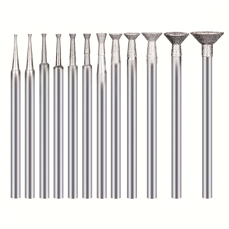 12pcs Bowl Shape Diamond Grinding Burr 2.35mm Shank