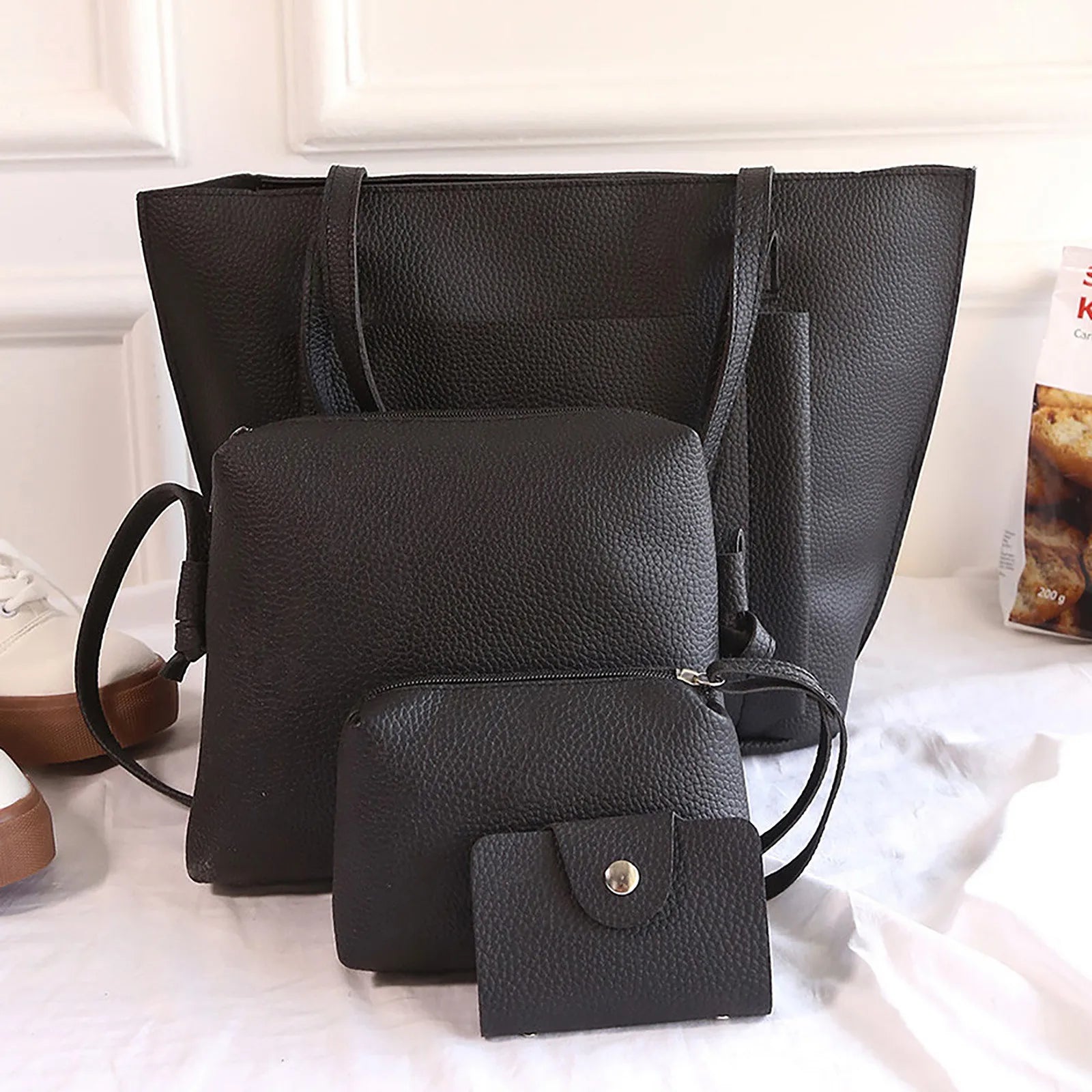 Retro PU Leather Handle Bag Women Shoulder Totes Clutch