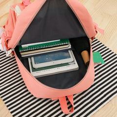 4pcs Cartoon Nylon School Backpack Travel Daypacks for Student Teen Girls