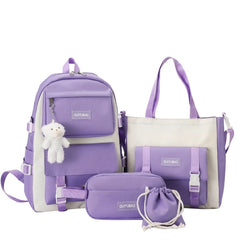 4pcs Drawstring Backpack Set with Pencil Bag, Casual School Rucksack