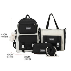 4pcs Drawstring Backpack Set with Pencil Bag, Casual School Rucksack