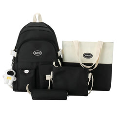 4pcs School Backpack with Shoulder Bag, Handbag, Pencil Case for Travel