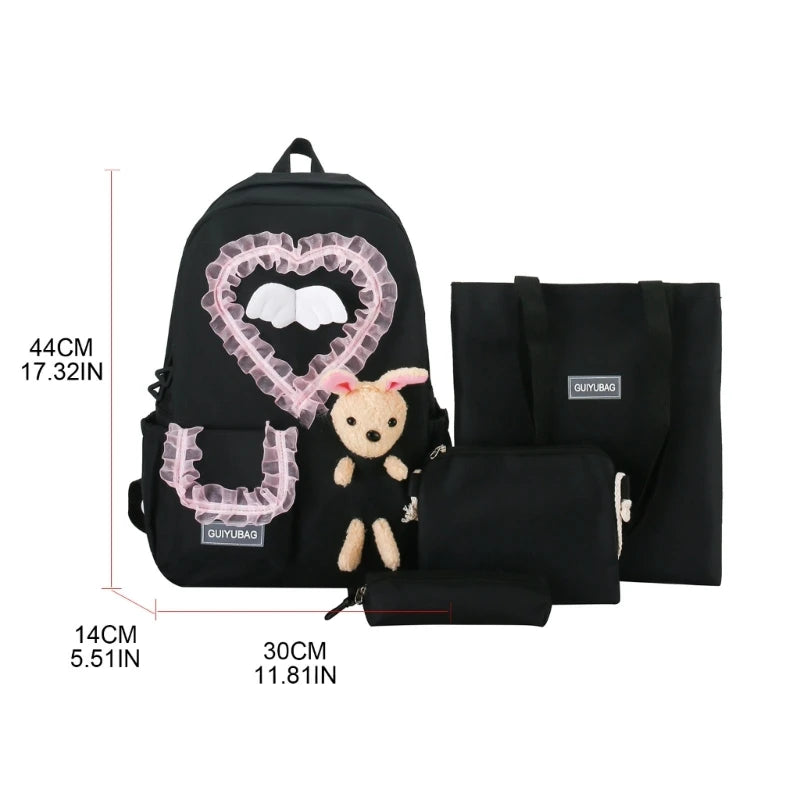 4pcs School Backpack with Shoulder Bag Handbag Pencil for CASE Travel Bookbag
