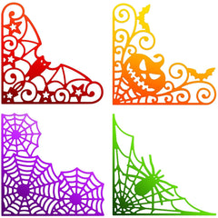 4pcs Halloween Lace Corner Cutting Dies for DIY Scrapbook Cards Making