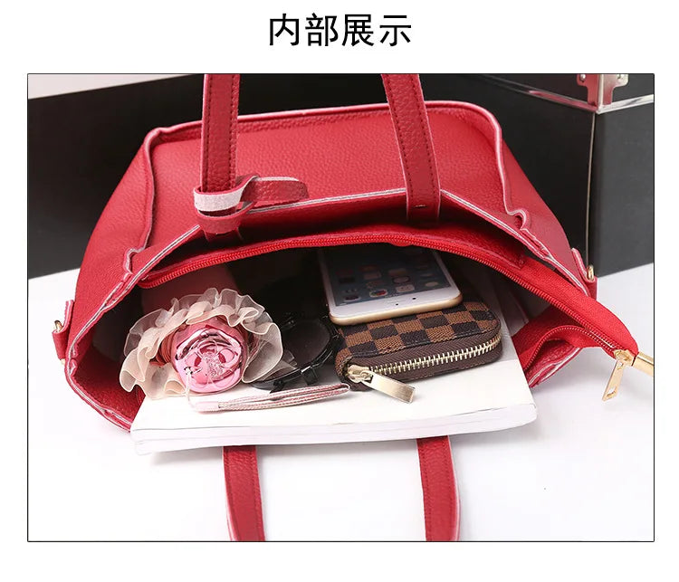 4pcs Set Tassel Crossbody Bag Wallet Purse for Women Lady Girl