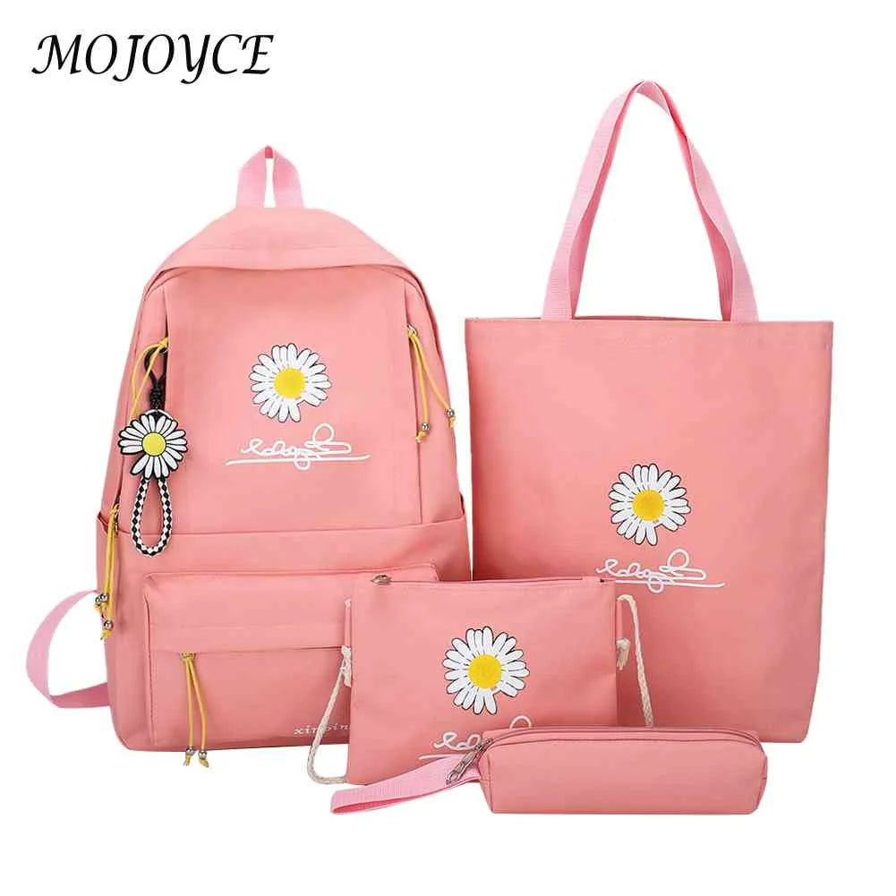 Canvas Backpack Daisy Print Rucksack Teen Girl Shoulder Bag Mochila Vintage Bags