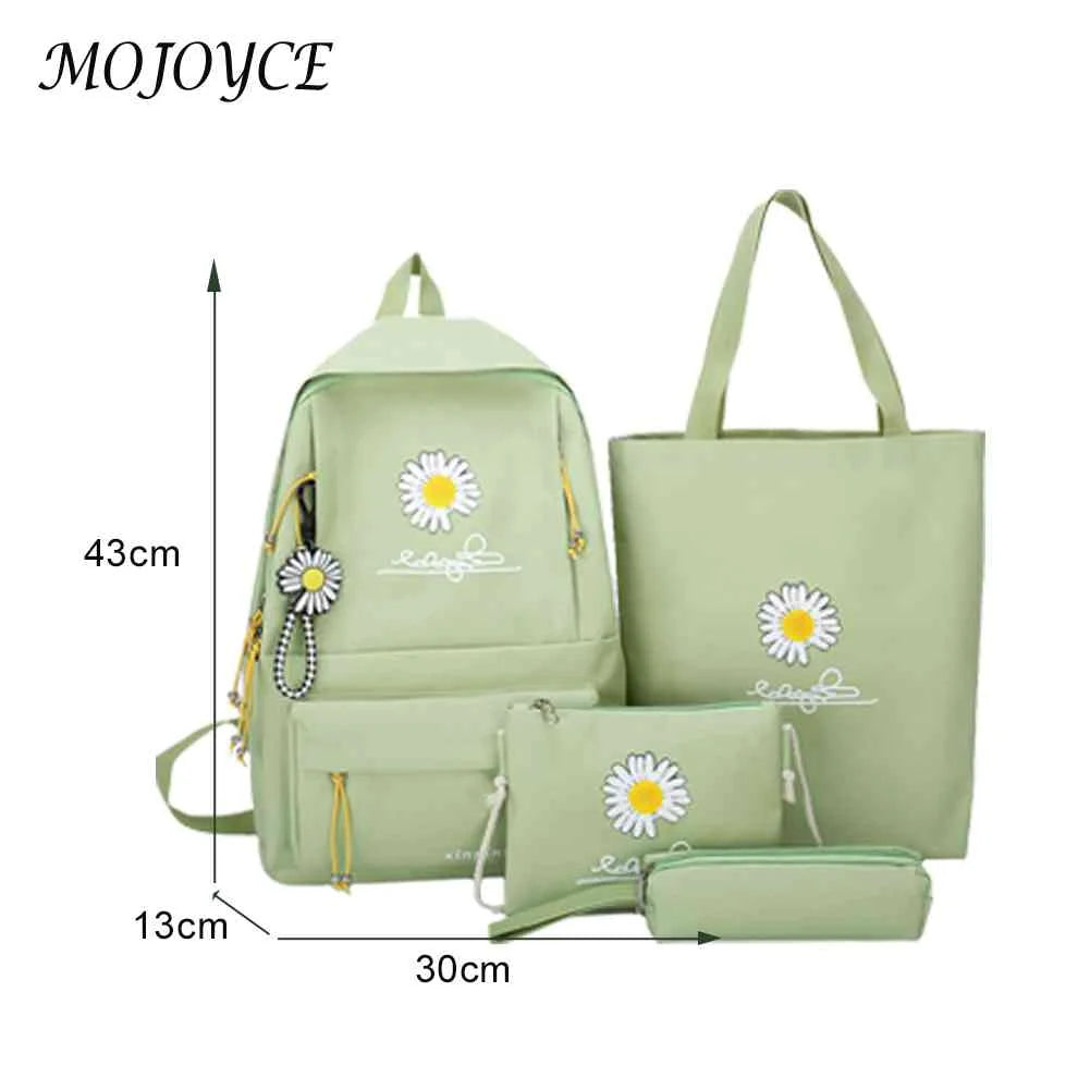 Canvas Backpack Daisy Print Rucksack Teen Girl Shoulder Bag Mochila Vintage Bags
