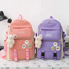 Canvas Schoolbags For Teenage Girls Backpack Women Laptop Rucksack School Bags