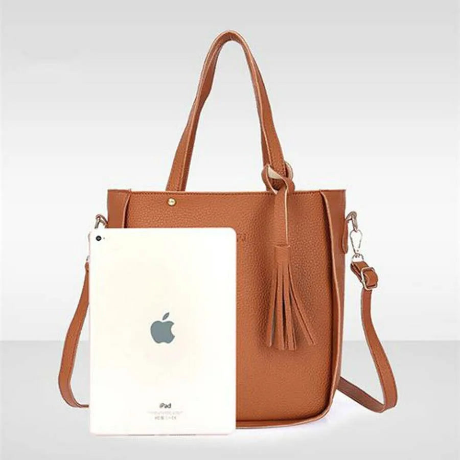 4pcs Women Leather Handbag Shoulder Bag Tote Purse Messenger Satchel Set