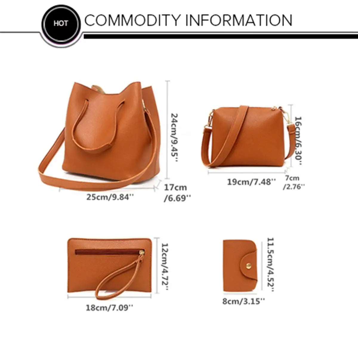 4pcs Women Handbags Wallet Tote Shoulder Bag Satchel Purse Set PU Leather