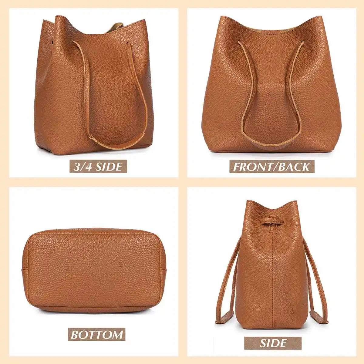 4pcs Women Handbags Wallet Tote Shoulder Bag Satchel Purse Set PU Leather