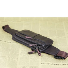 6 inch Men's Leather Waist Bag Mini Phone Pocket Chest Bag