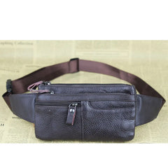 6 inch Men's Leather Waist Bag Mini Phone Pocket Chest Bag