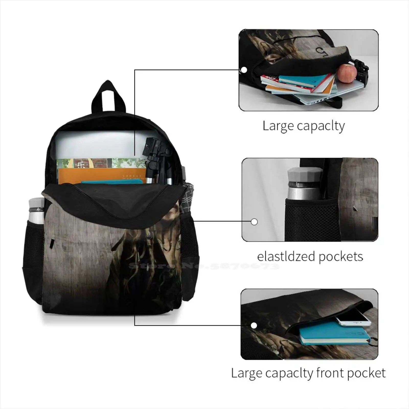 Pirates of the Caribbean Backpack for Men Women Girls Teenage Johnny Depp
