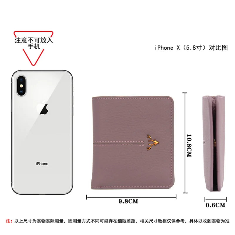 Women's Short Ultra Thin Mini Wallet Purse Hasp Small Wallet