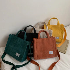 Women Corduroy Travel Tote Purse Cross-body Shoulder Bag Large Capacity Handbag