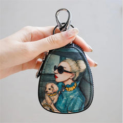 Women Girls PU Leather Key Bag Car Key Holder Case