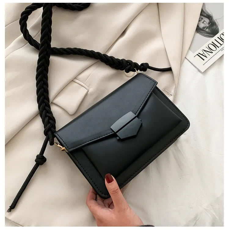 Women Girls Small Crossbody Bag with Braided Strap, 5 Colors