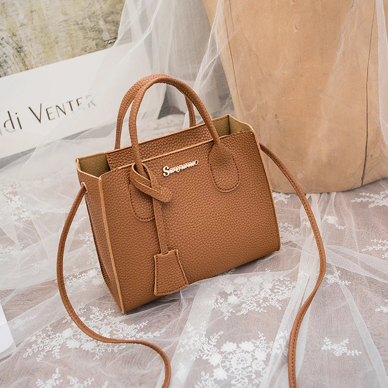 Women PU Leather Shoulder Bag with Top Handle