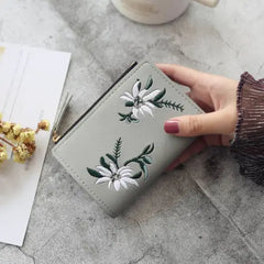Women Wallet PU Leather Print Flower Pattern Mini Clutch Purse