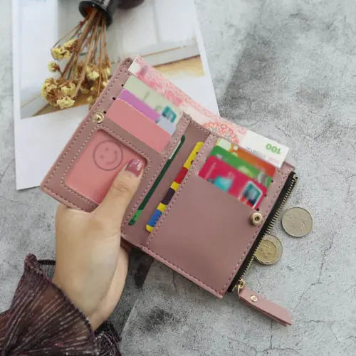 Women Wallet PU Leather Print Flower Pattern Mini Clutch Purse