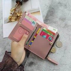 Women Wallet PU Leather Print Flower Pattern Mini Clutch Purse