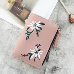Women Wallet PU Leather Print Flower Pattern Mini Clutch Purse