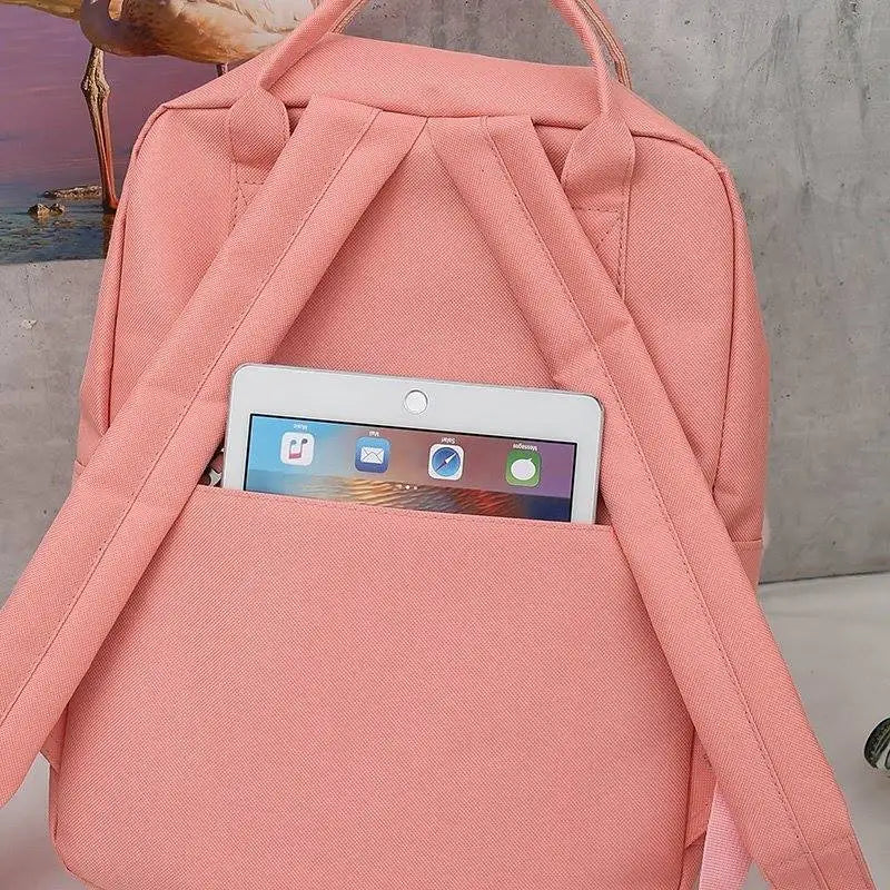 5 Piece Set High School Bags For Teenage Girl Boys Large Capacity Canvas Travel