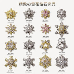 3D Glitter Snowflake Nail Art Zircon Charm - Christmas Nail Decoration