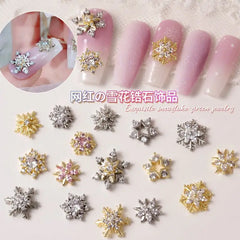 3D Glitter Snowflake Nail Art Zircon Charm - Christmas Nail Decoration