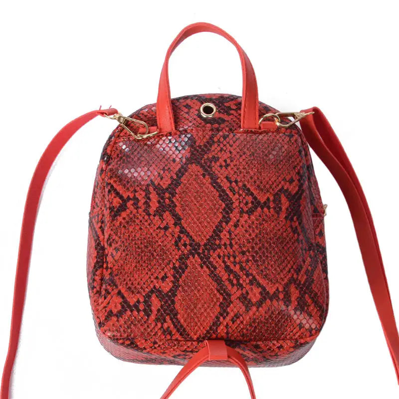 Women Snakeskin Pattern Backpack Stylish for Travel Shopping