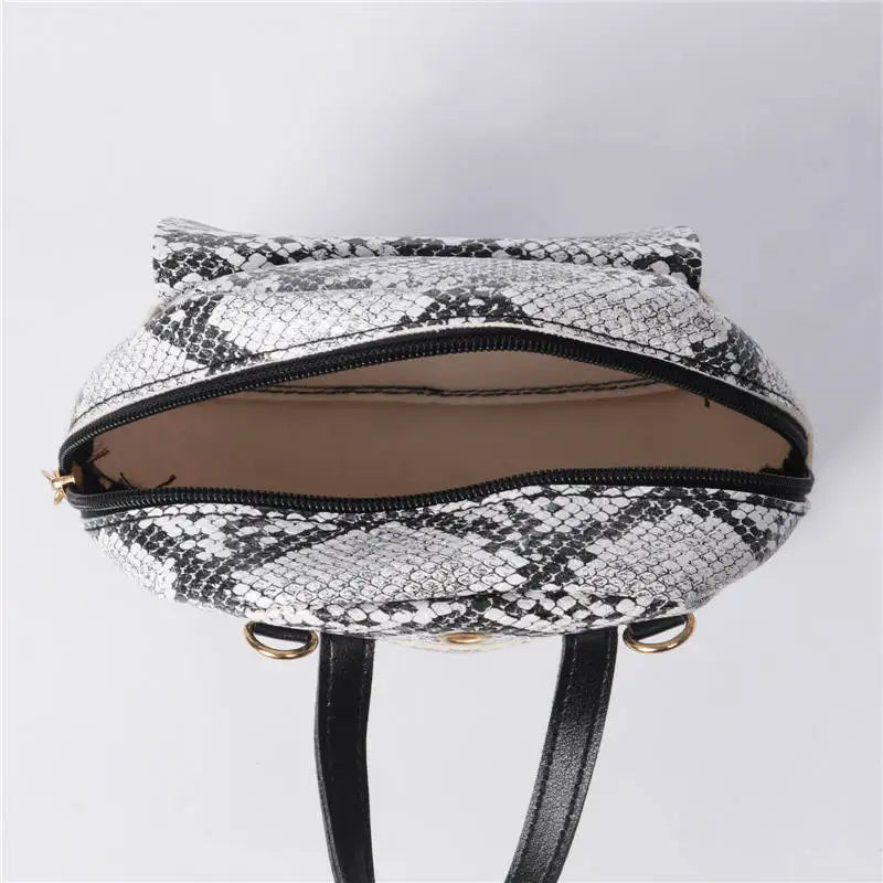 Women Snakeskin Pattern Backpack Stylish for Travel Shopping