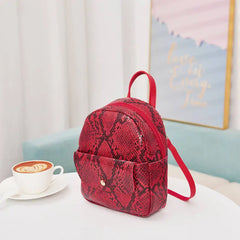 Women Snakeskin Pattern Backpack Stylish for Travel Shopping