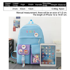 5 Piece Kids Backpack Set Stamp Backpacks for Teenagers Girls School Bags