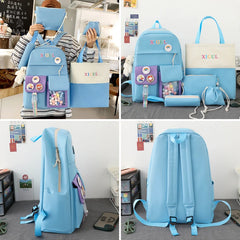5 Piece Kids Backpack Set Stamp Backpacks for Teenagers Girls School Bags