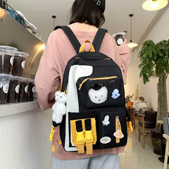 5-Piece School Bags for Girls Bear Backpack Set with Pencil Case