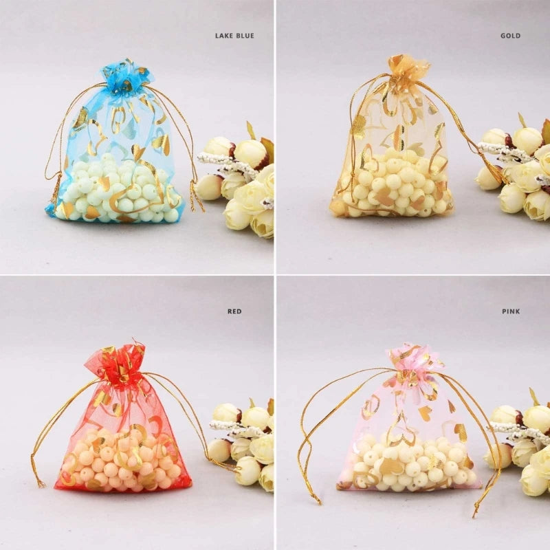 50 Pcs Organza Bags Multicolor Wedding Favour Bags Christmas Halloween