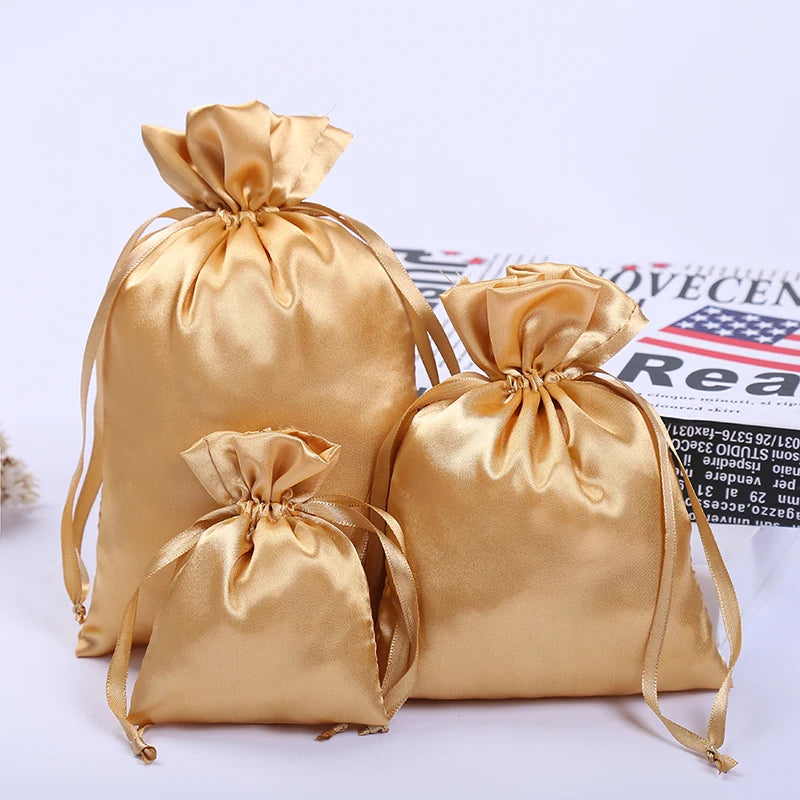Silk Stain Drawstring Bag for Jewelry Hair Travel Watch