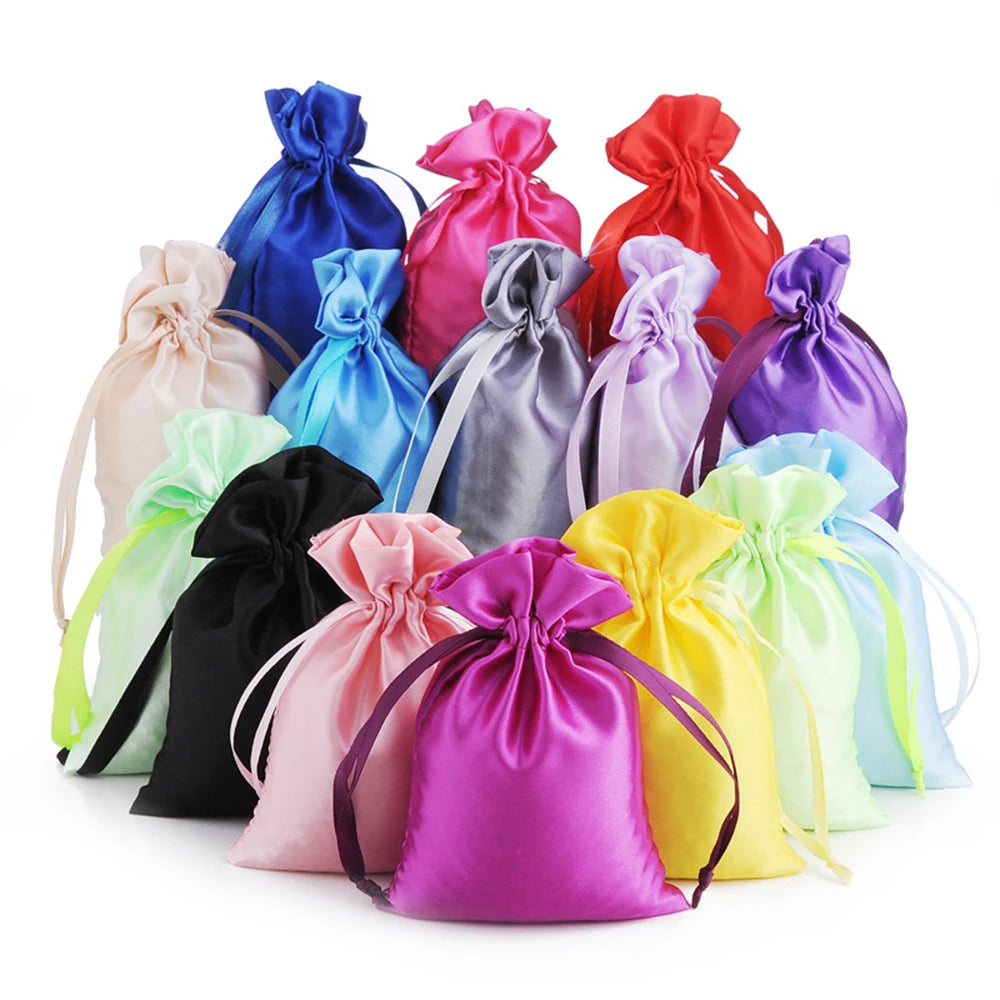 Silk Stain Drawstring Bag for Jewelry Hair Travel Watch