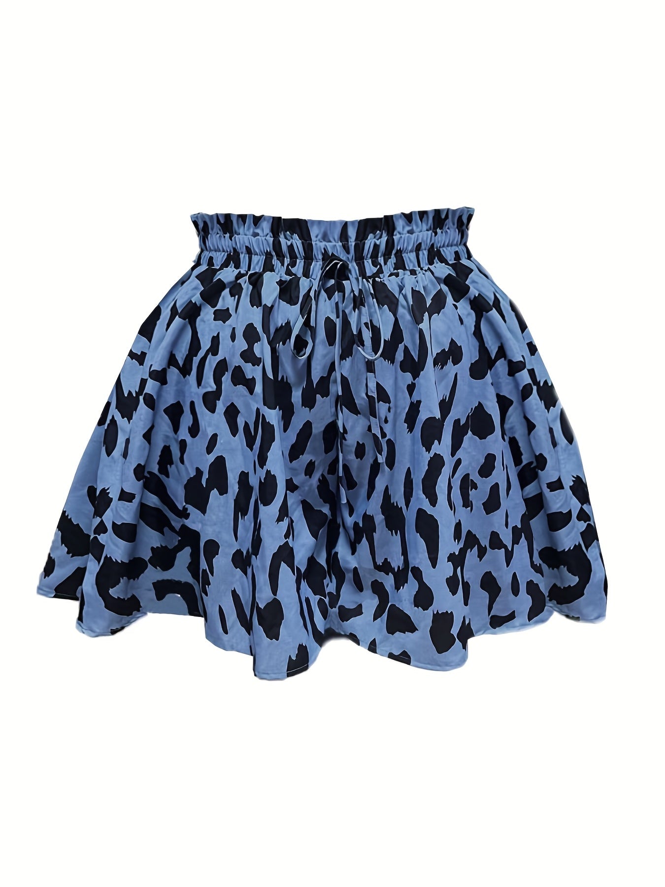 Leopard Print Paperbag Waist Drawstring Skort