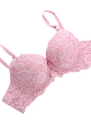 Everyday Lace Pink Bras Bow Elastane Sexy Solid Medium Stretch