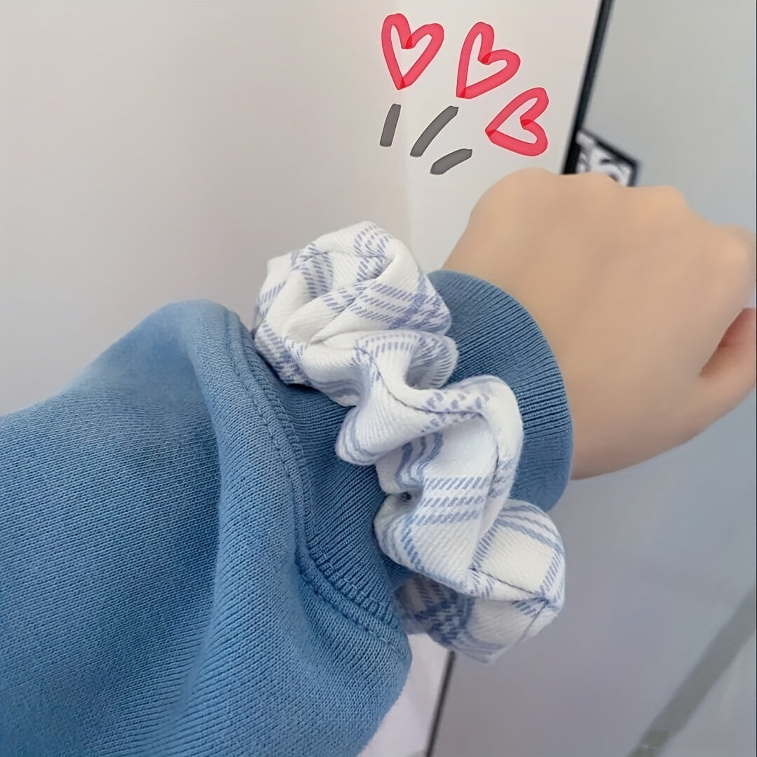 10pcs Plaid Hair Tie Elastic Ponytail Holder Hair Accessories For Women Girls