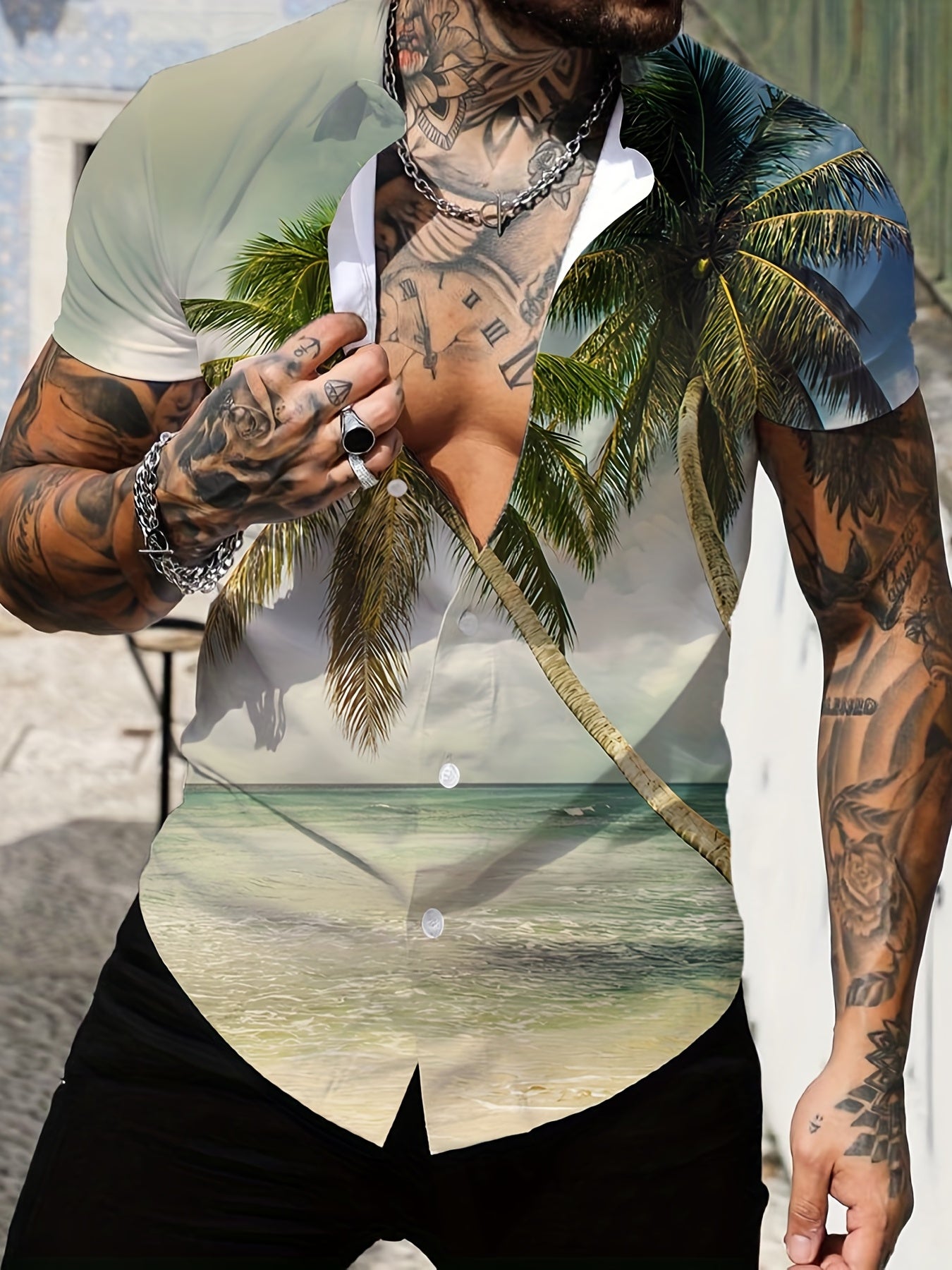 Men's Hawaiian Shirt For Beach Vacation