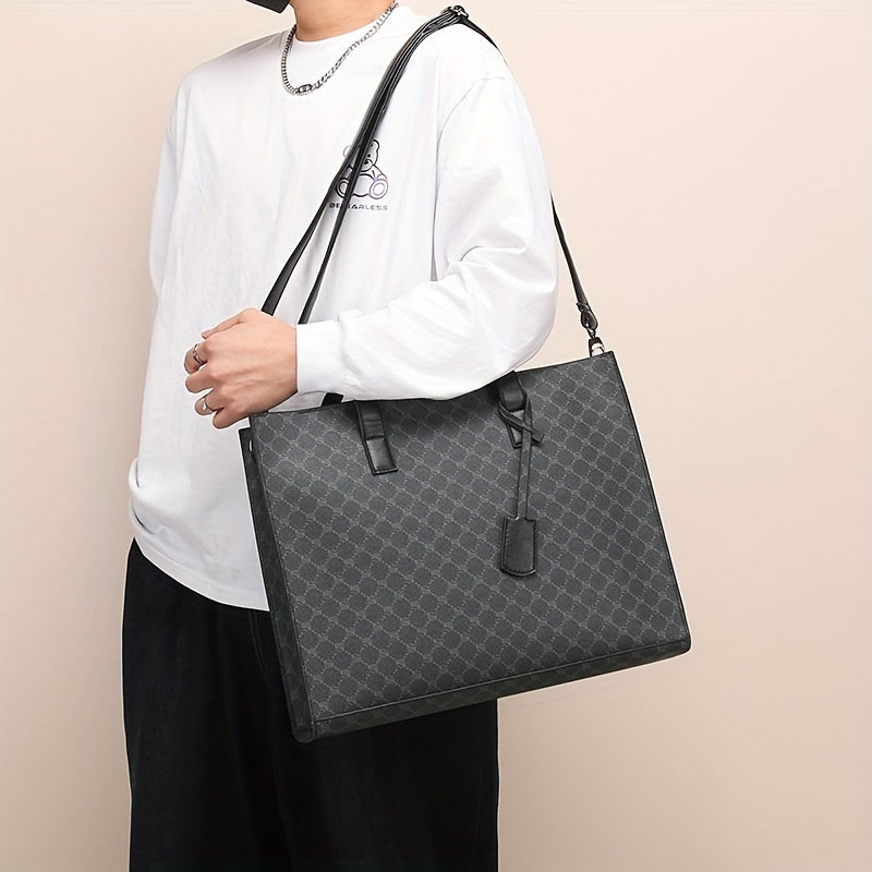 Leather Business Briefcase Tote Bag Waterproof Wear resistant Messenger Bag