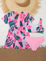 Girls Sweet 3pcs Swimsuits Set For Summer Beach
