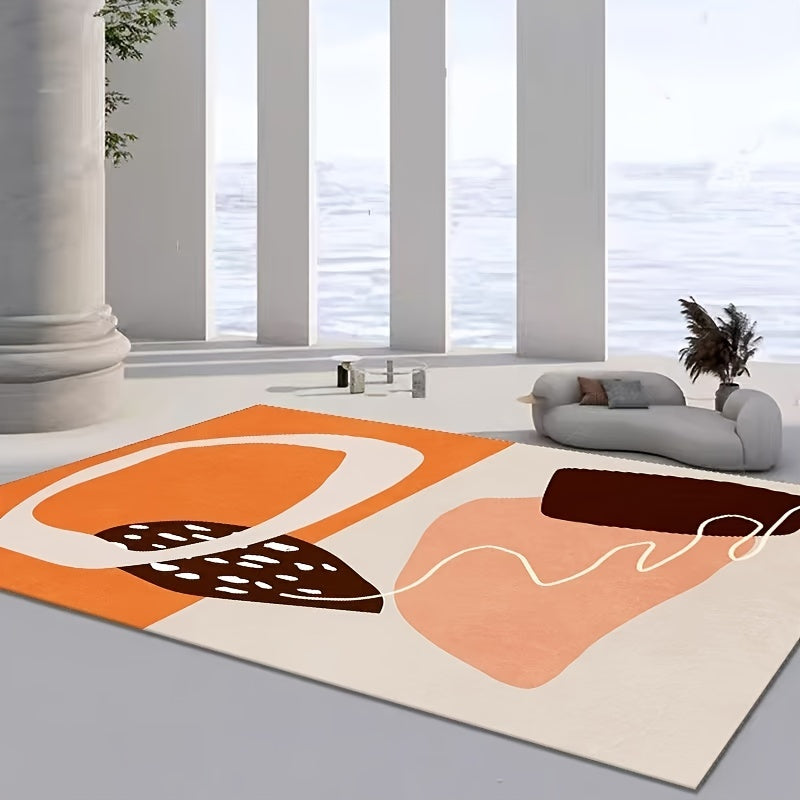 Abstract Area Rug for Living Room Modern TPR Base Soft Polyester Fiber Carpet