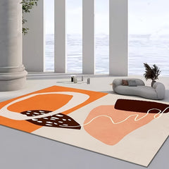 Abstract Area Rug for Living Room Modern TPR Base Soft Polyester Fiber Carpet