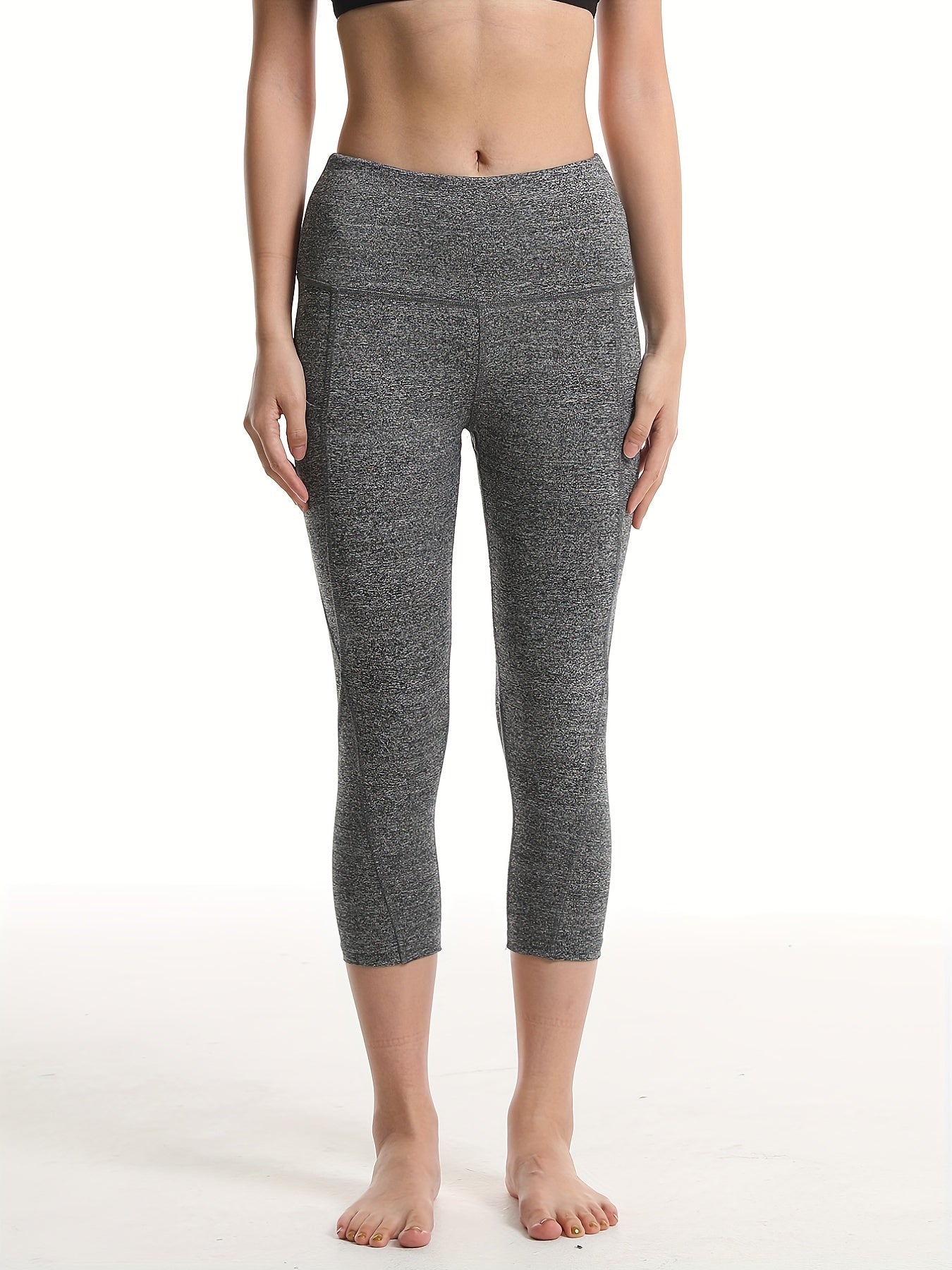 Women's Cropped Leggings High Waist Yoga Sports Fitness With Pocket