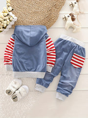 Kids Striped American Flag Hoodie & Pants Set